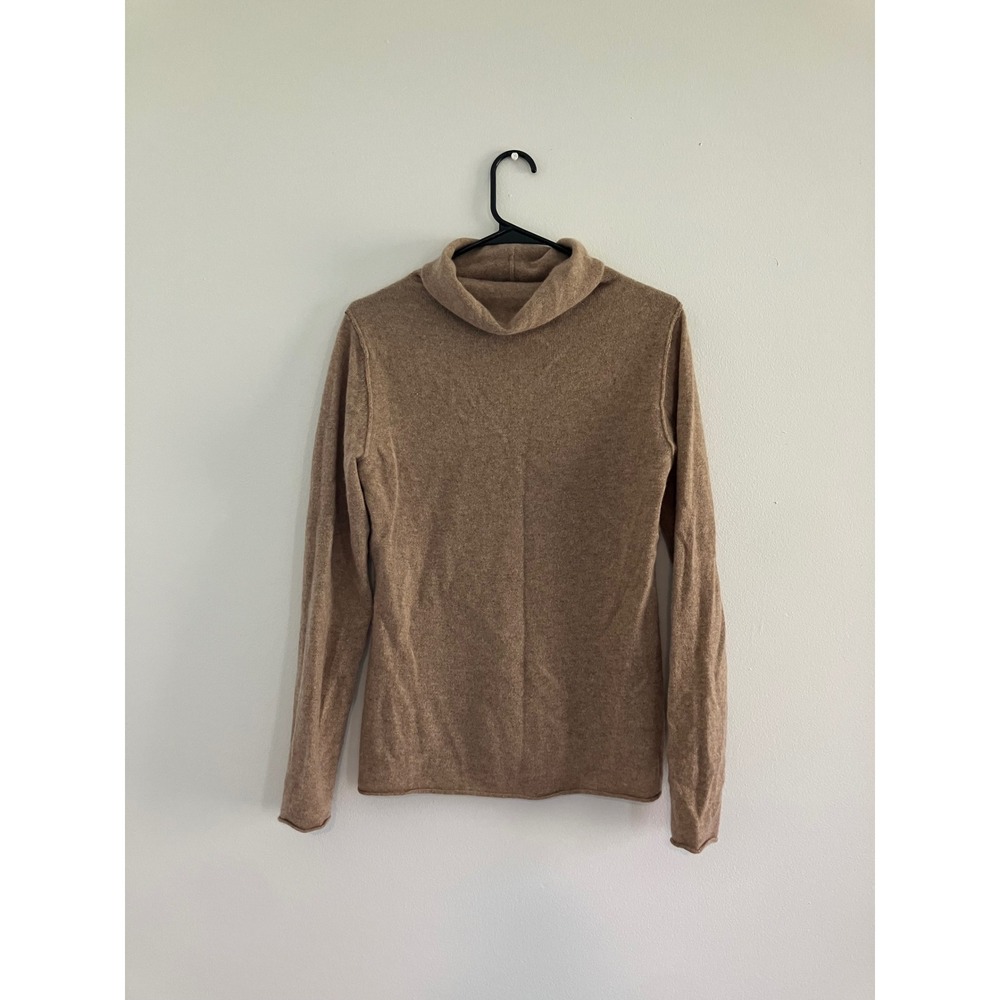 Old navy tan brown 100% cashmere turtleneck sweater lightweight women's medium